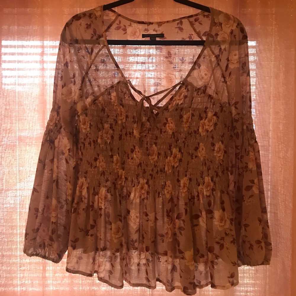 Blush floral romantic blouse